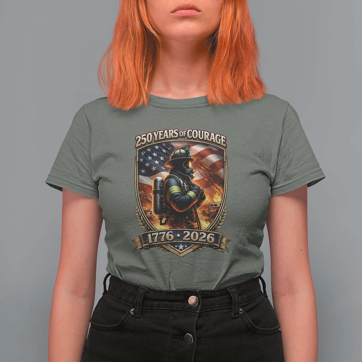 Firefighter USA 250th Anniversary Gift T Shirt For Women 250 Years Of Courage