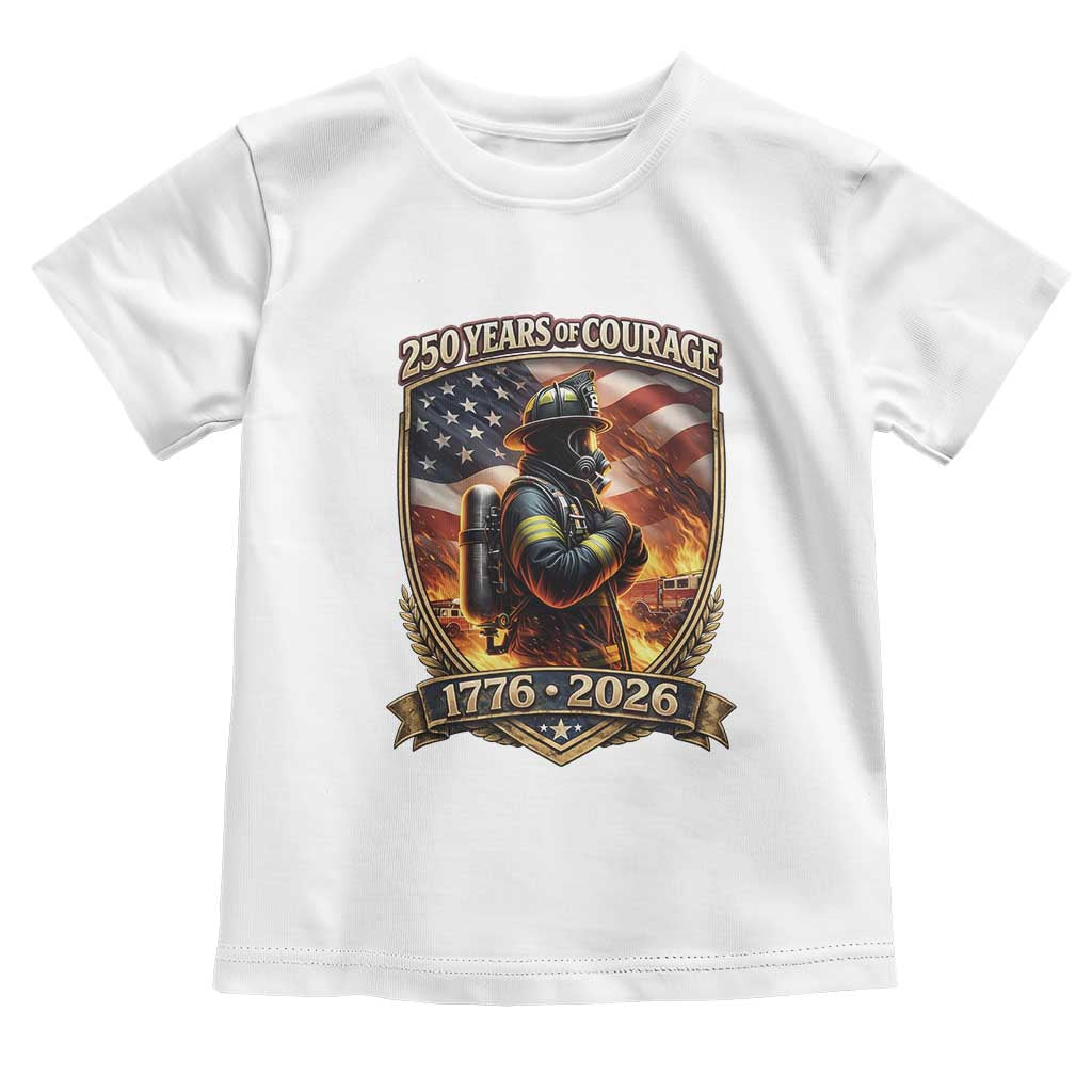Firefighter USA 250th Anniversary Gift Toddler T Shirt 250 Years Of Courage