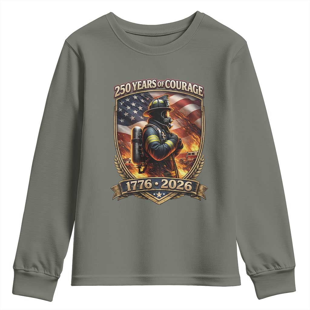 Firefighter USA 250th Anniversary Gift Youth Sweatshirt 250 Years Of Courage
