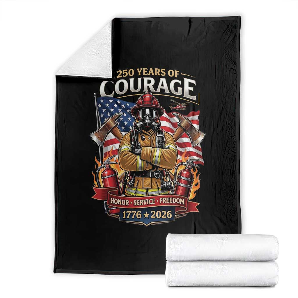Patriotic Firefighter 250 Years Of Courage USA Anniversary Gift Throw Blanket