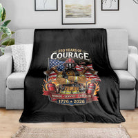 Patriotic Firefighter 250 Years Of Courage USA Anniversary Gift Throw Blanket