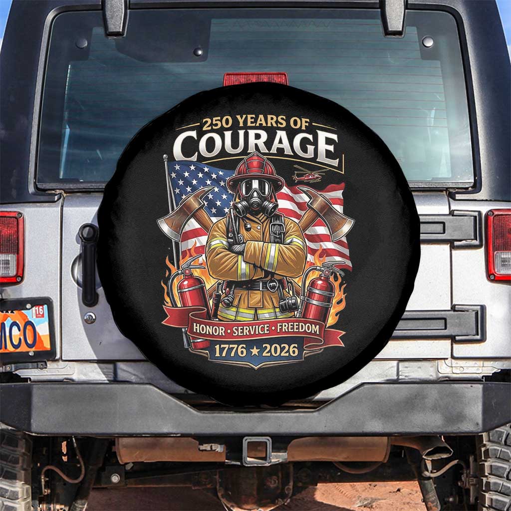 Patriotic Firefighter 250 Years Of Courage USA Anniversary Gift Spare Tire Cover