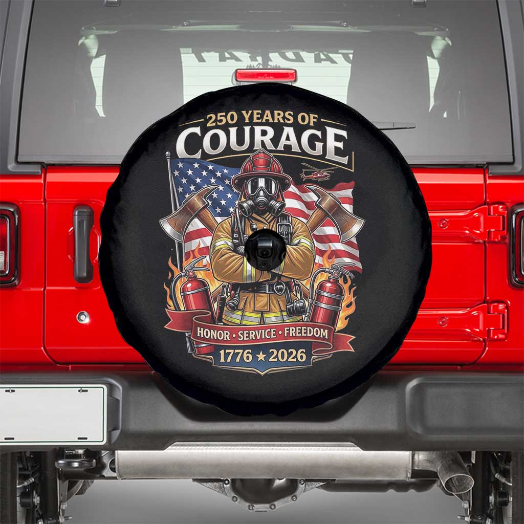Patriotic Firefighter 250 Years Of Courage USA Anniversary Gift Spare Tire Cover