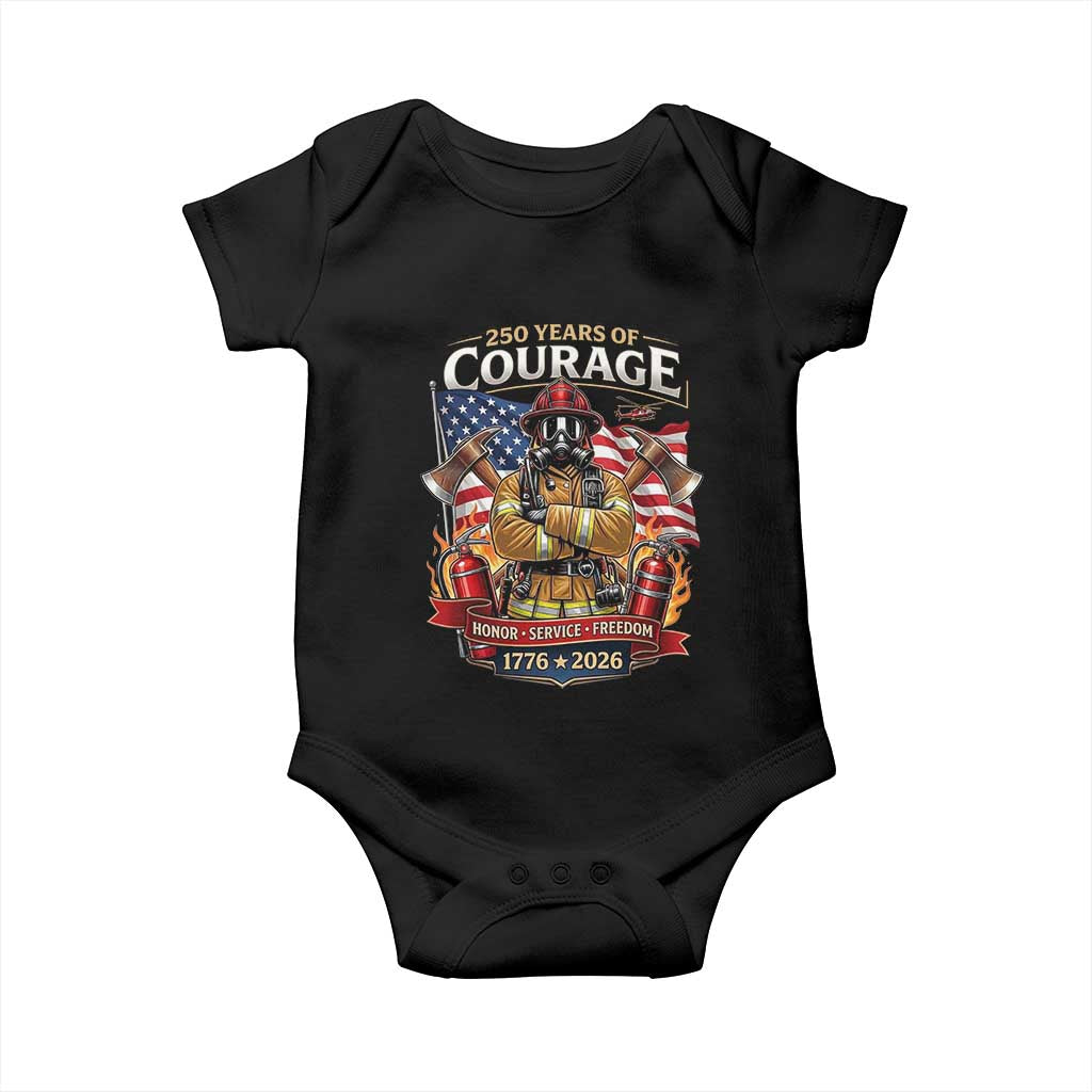 Patriotic Firefighter 250 Years Of Courage USA Anniversary Gift Baby Onesie
