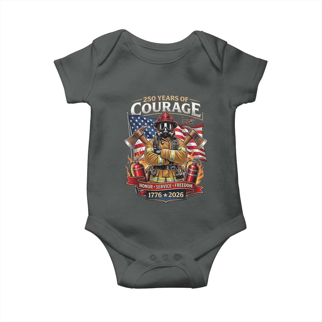 Patriotic Firefighter 250 Years Of Courage USA Anniversary Gift Baby Onesie