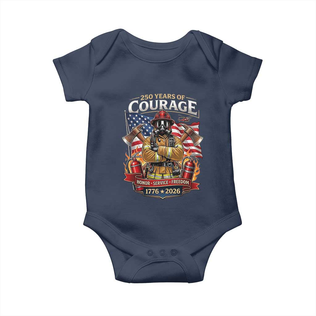 Patriotic Firefighter 250 Years Of Courage USA Anniversary Gift Baby Onesie