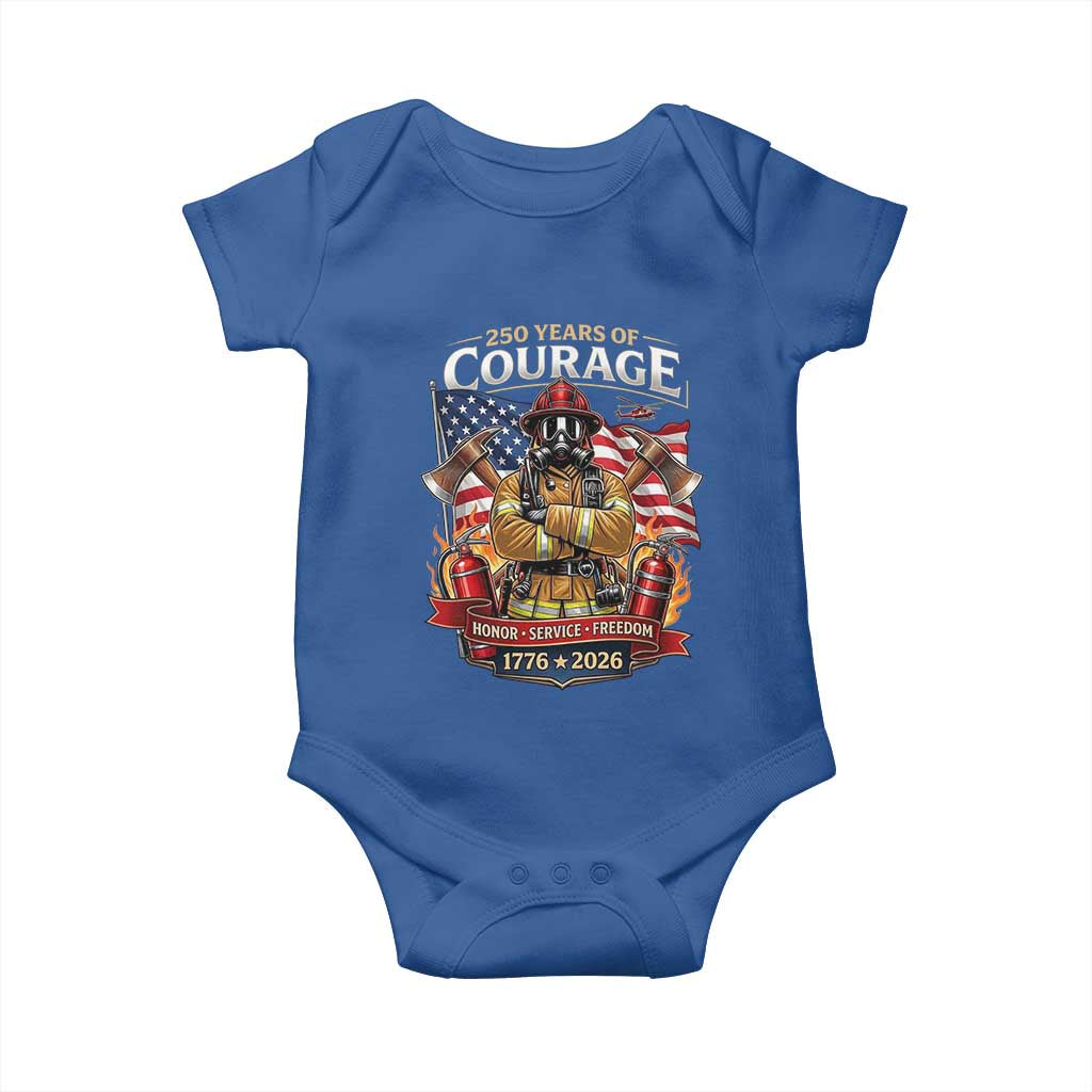 Patriotic Firefighter 250 Years Of Courage USA Anniversary Gift Baby Onesie