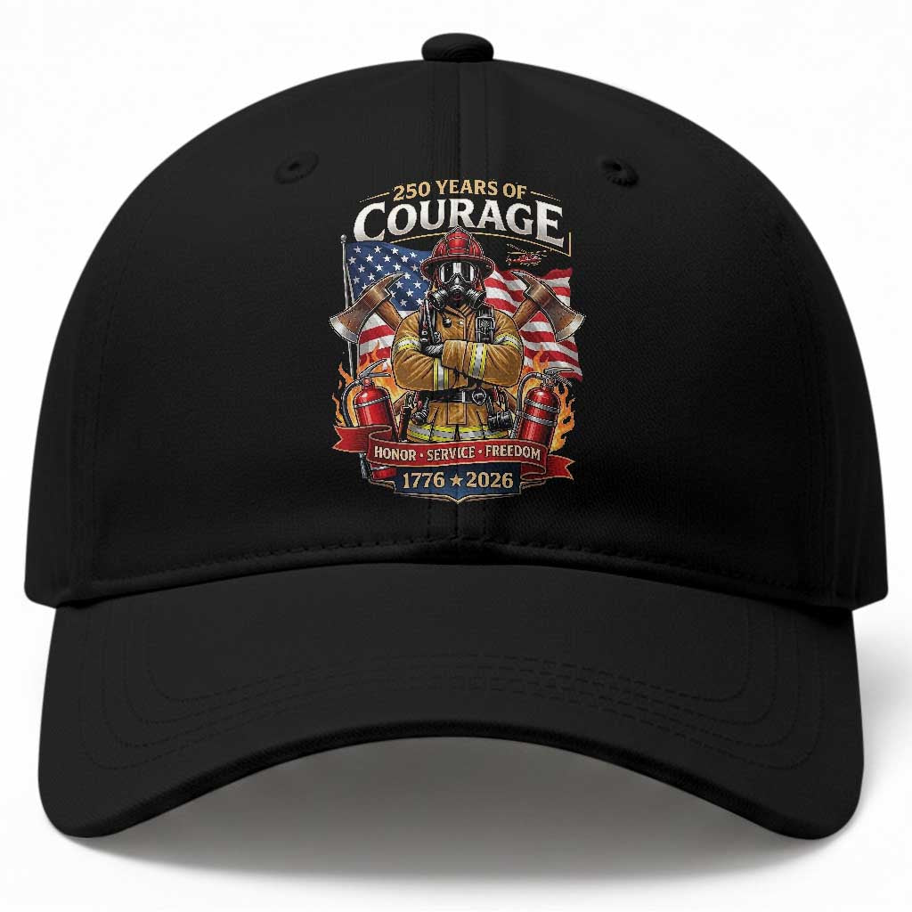 Patriotic Firefighter 250 Years Of Courage USA Anniversary Gift Baseball Cap