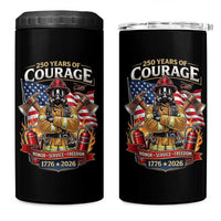 Patriotic Firefighter 250 Years Of Courage USA Anniversary Gift 4 in 1 Can Cooler Tumbler