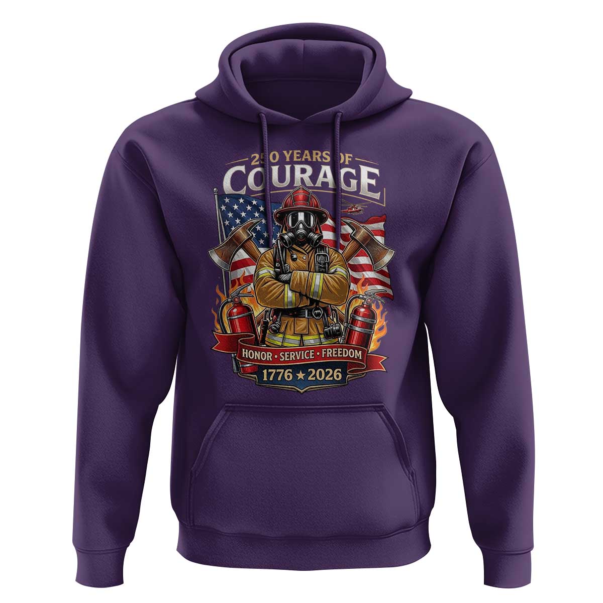 Patriotic Firefighter 250 Years Of Courage USA Anniversary Gift Hoodie