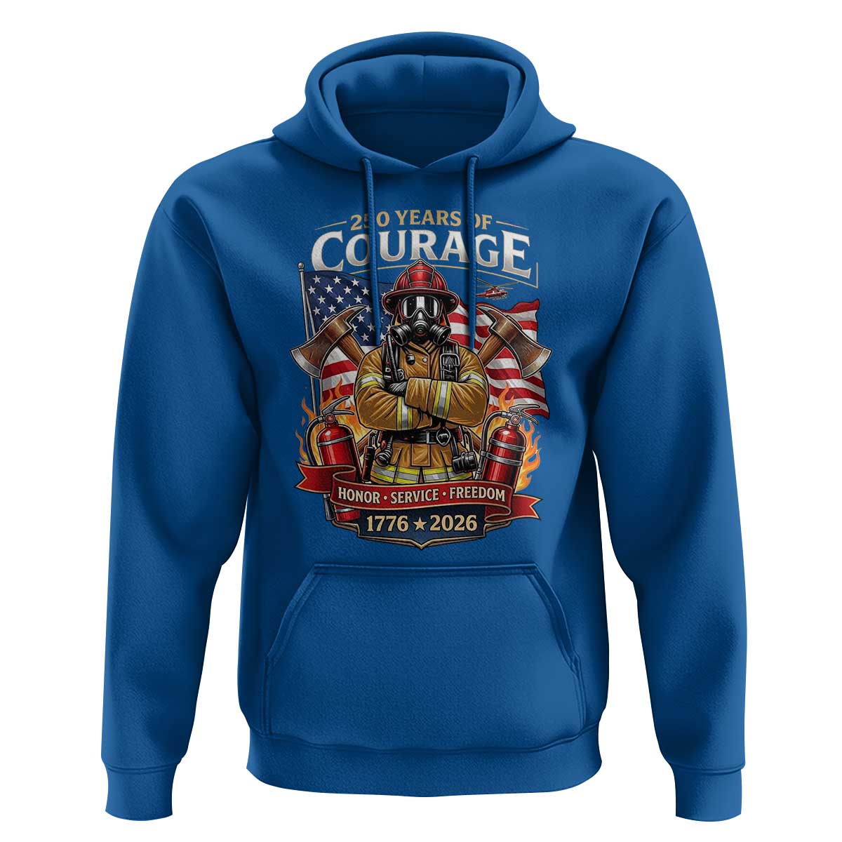 Patriotic Firefighter 250 Years Of Courage USA Anniversary Gift Hoodie