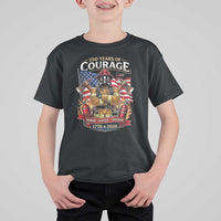 Patriotic Firefighter 250 Years Of Courage USA Anniversary Gift T Shirt For Kid