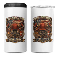 Patriotic Firefighter 250 Years Of Service USA Anniversary Gift 4 in 1 Can Cooler Tumbler
