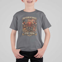 Patriotic Firefighter 250 Years Of Service USA Anniversary Gift T Shirt For Kid