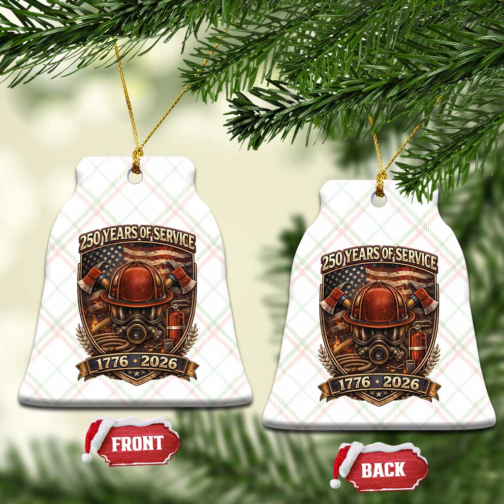 Patriotic Firefighter 250 Years Of Service USA Anniversary Gift Ceramic Ornament