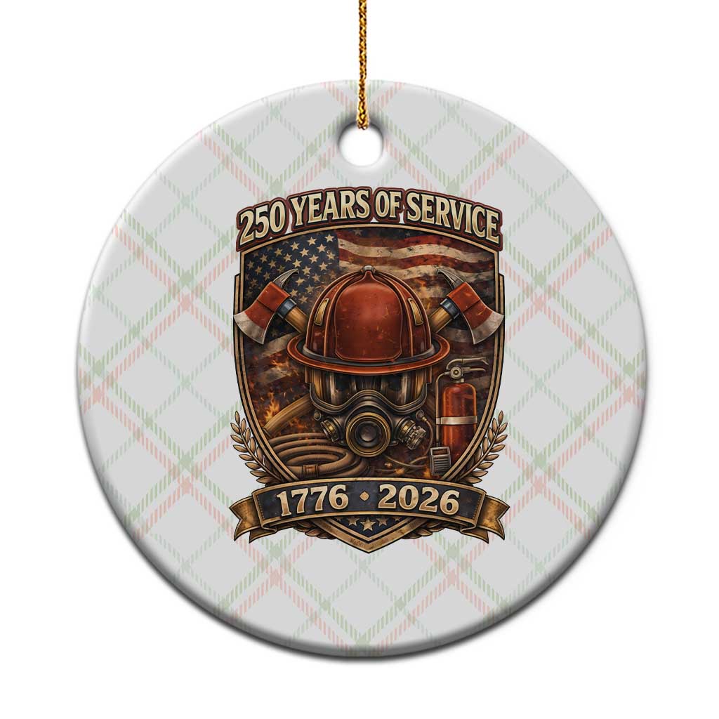 Patriotic Firefighter 250 Years Of Service USA Anniversary Gift Ceramic Ornament