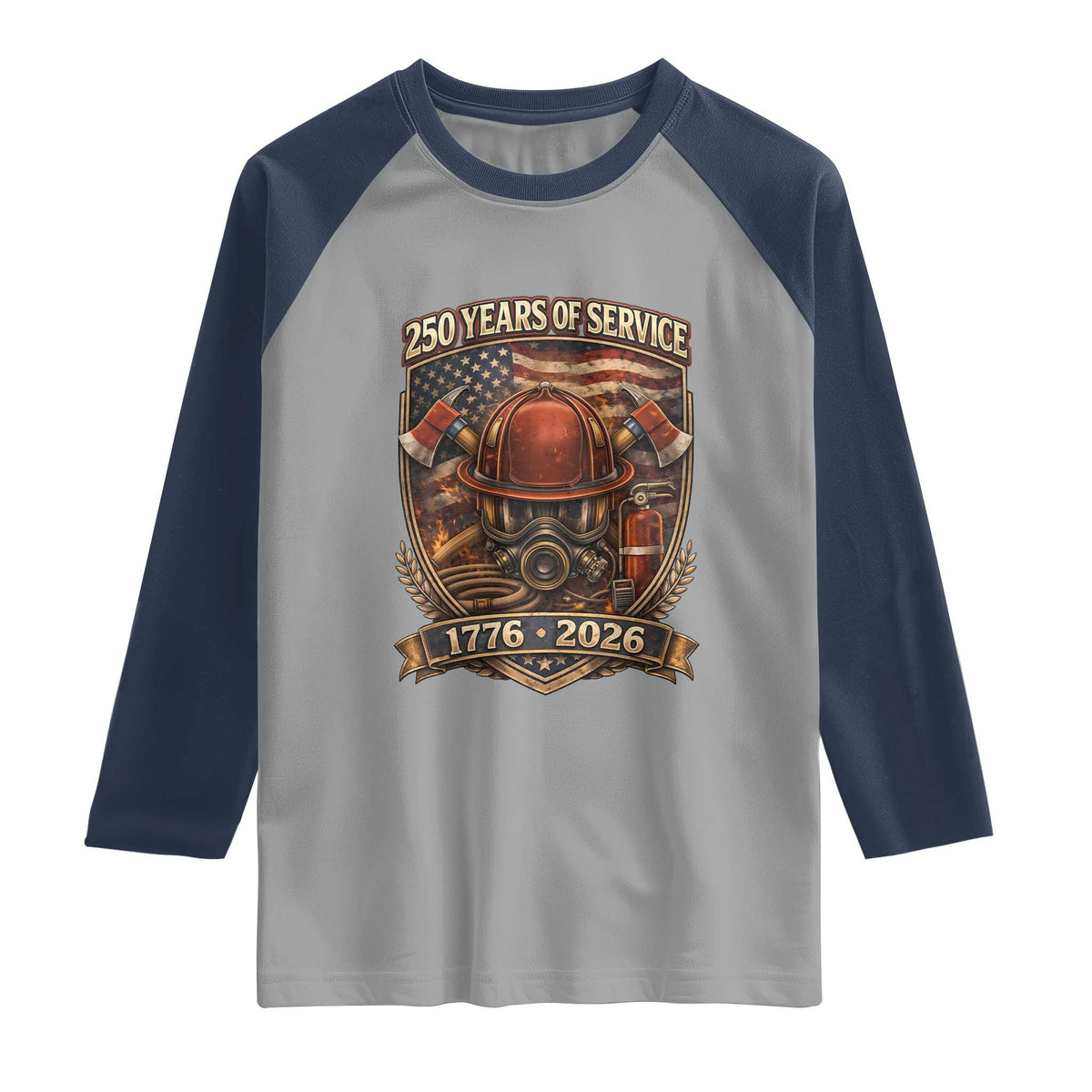 Patriotic Firefighter 250 Years Of Service USA Anniversary Gift Raglan Shirt