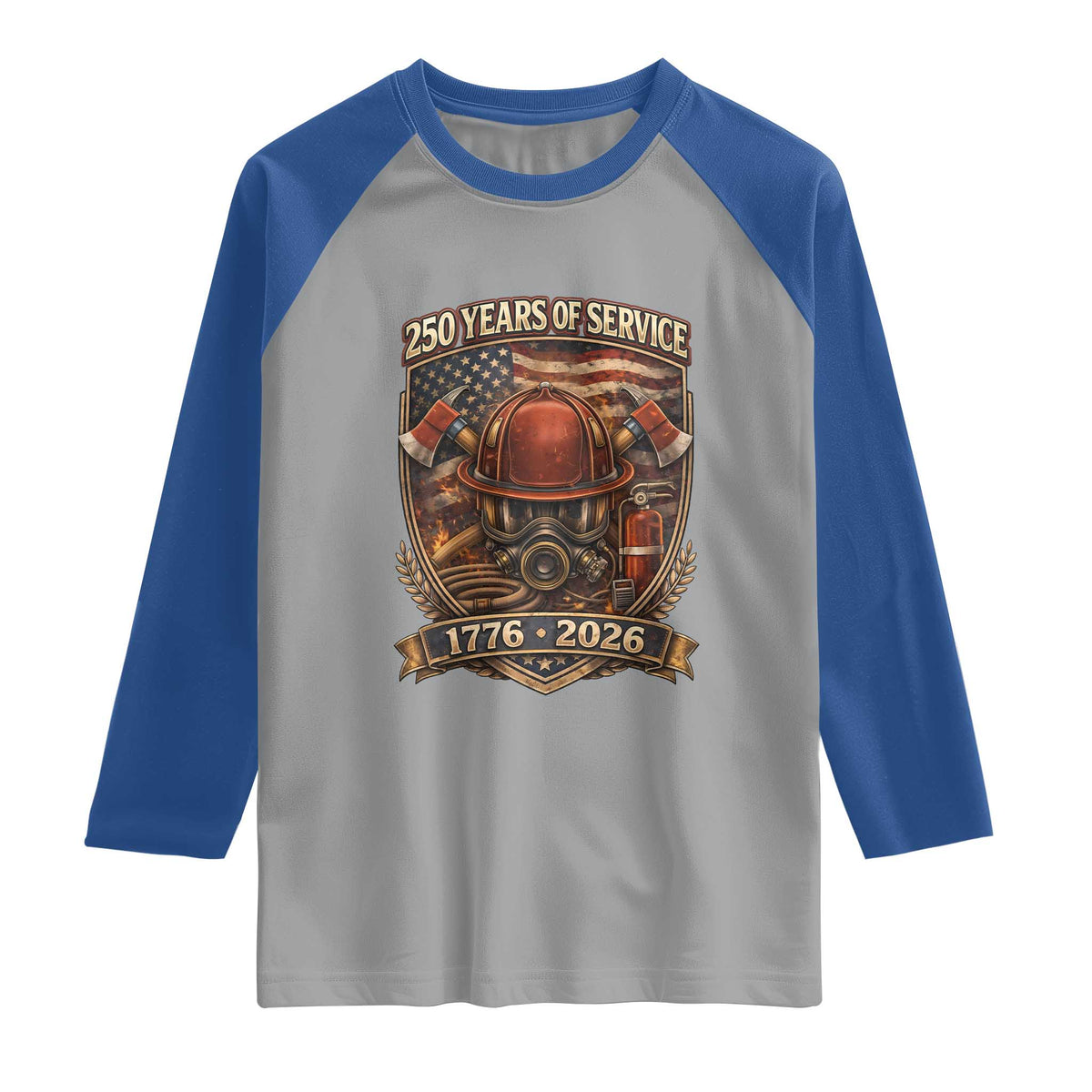 Patriotic Firefighter 250 Years Of Service USA Anniversary Gift Raglan Shirt