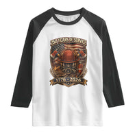 Patriotic Firefighter 250 Years Of Service USA Anniversary Gift Raglan Shirt