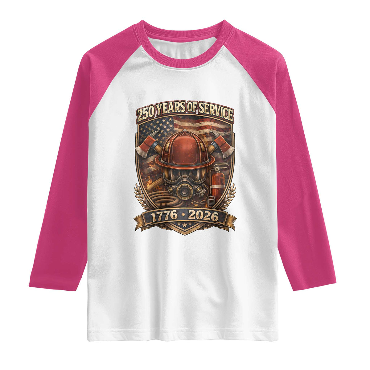 Patriotic Firefighter 250 Years Of Service USA Anniversary Gift Raglan Shirt