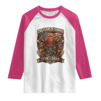 Patriotic Firefighter 250 Years Of Service USA Anniversary Gift Raglan Shirt