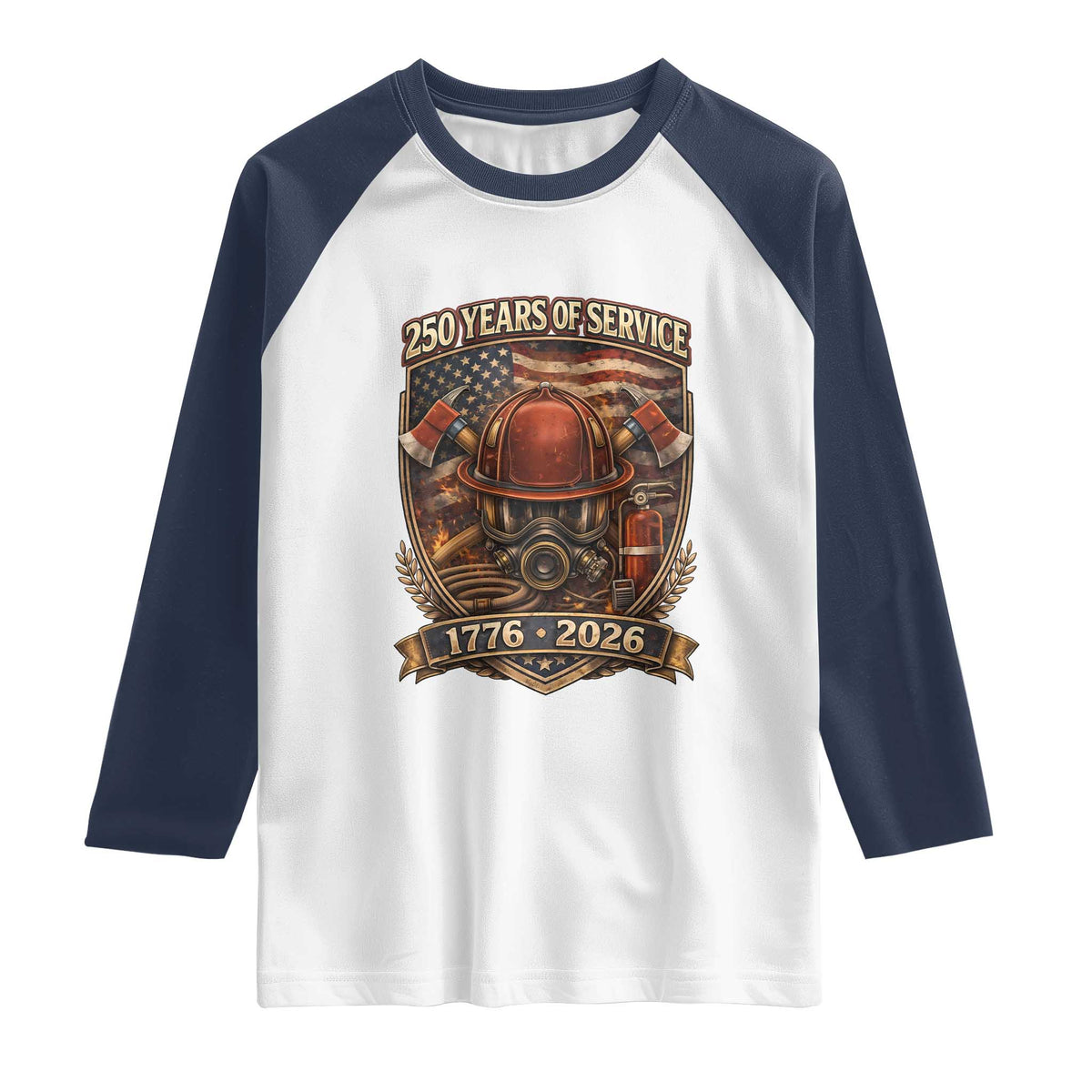 Patriotic Firefighter 250 Years Of Service USA Anniversary Gift Raglan Shirt