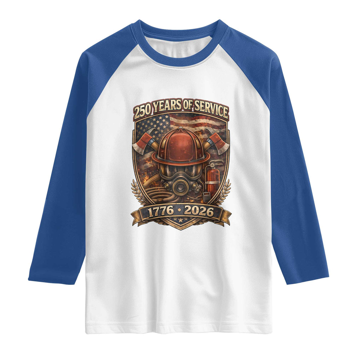 Patriotic Firefighter 250 Years Of Service USA Anniversary Gift Raglan Shirt