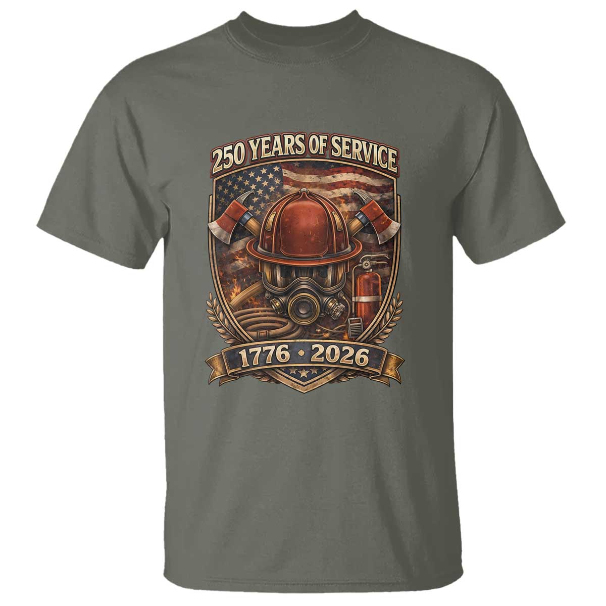 Patriotic Firefighter 250 Years Of Service USA Anniversary Gift T Shirt