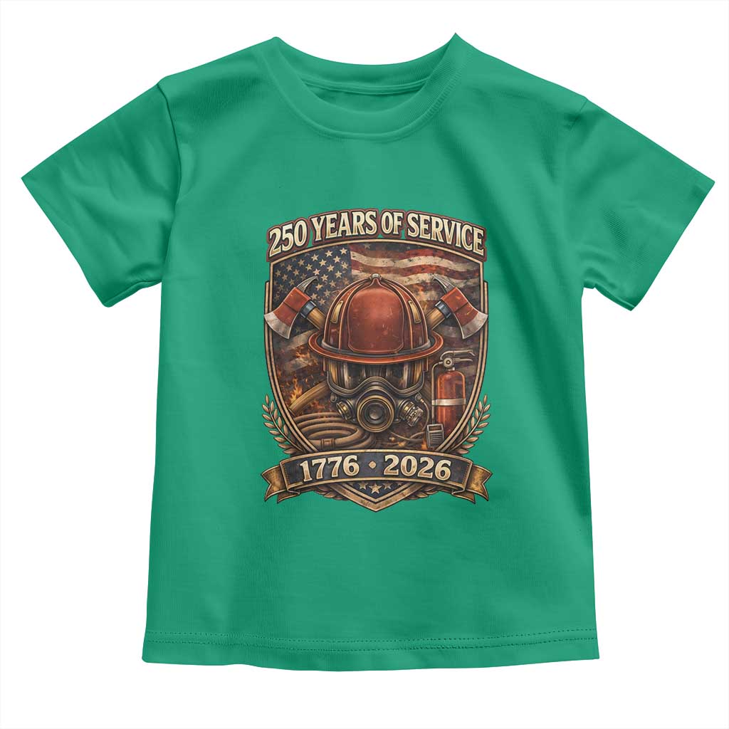 Patriotic Firefighter 250 Years Of Service USA Anniversary Gift Toddler T Shirt