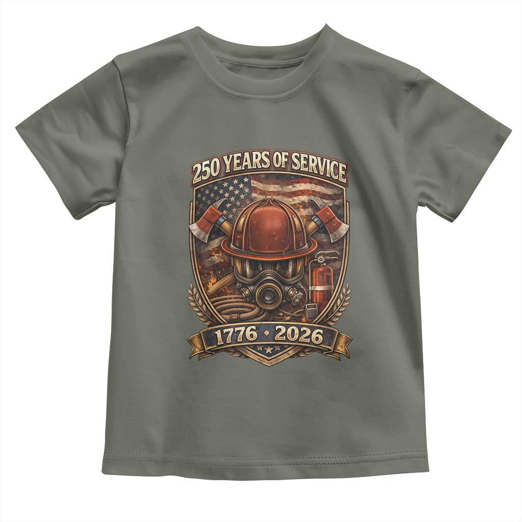 Patriotic Firefighter 250 Years Of Service USA Anniversary Gift Toddler T Shirt