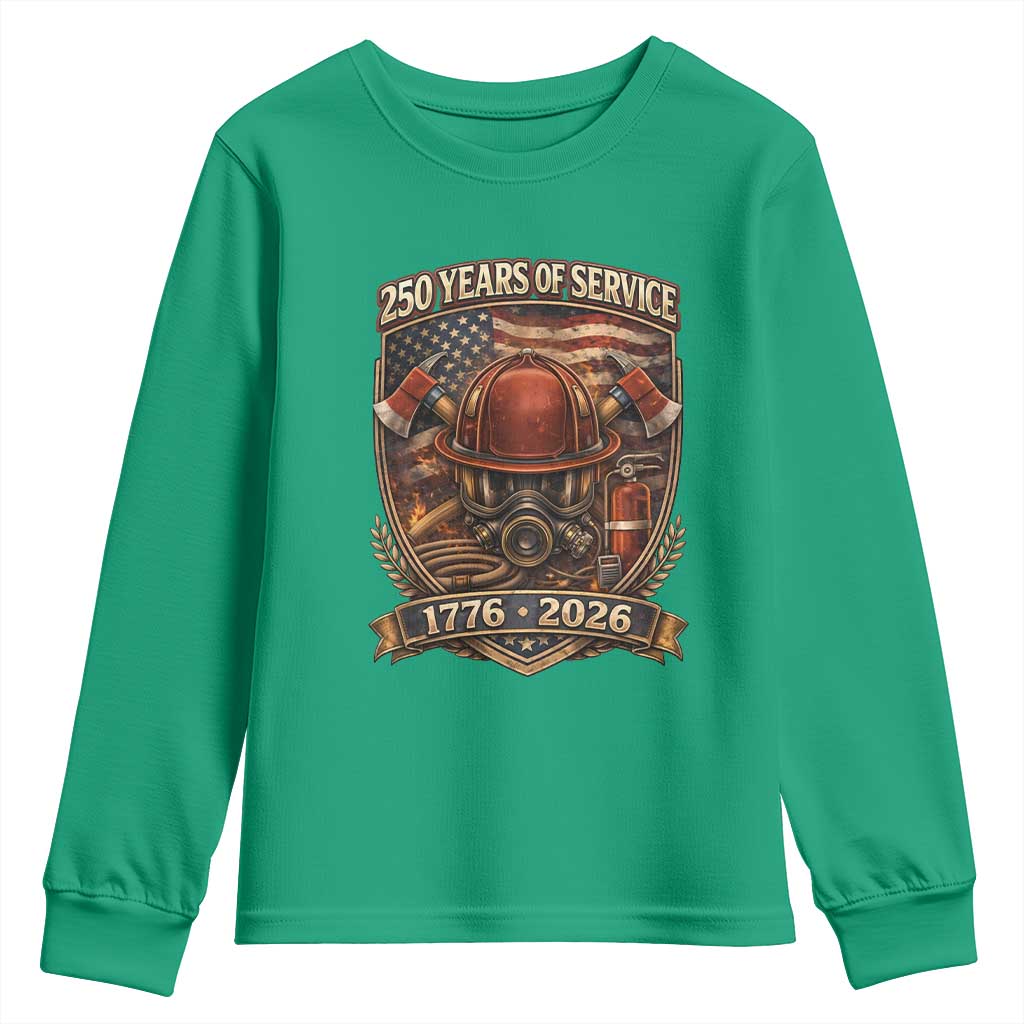 Patriotic Firefighter 250 Years Of Service USA Anniversary Gift Youth Sweatshirt