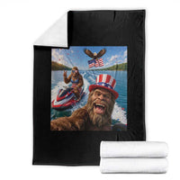Patriotic Bigfoot Squad Chill Summer Vacation Graphic Throw Blanket