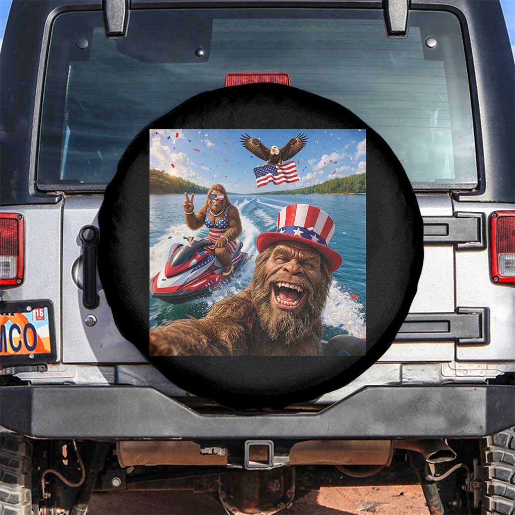 Patriotic Bigfoot Squad Chill Summer Vacation Graphic Spare Tire Cover