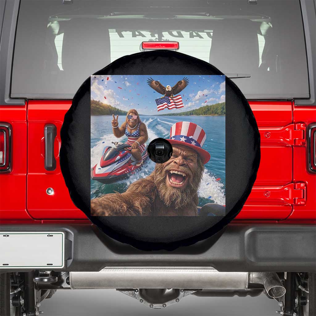 Patriotic Bigfoot Squad Chill Summer Vacation Graphic Spare Tire Cover