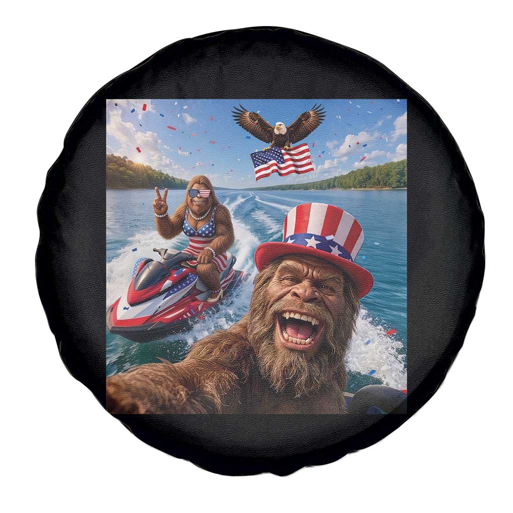 Patriotic Bigfoot Squad Chill Summer Vacation Graphic Spare Tire Cover