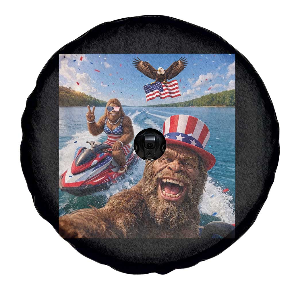 Patriotic Bigfoot Squad Chill Summer Vacation Graphic Spare Tire Cover