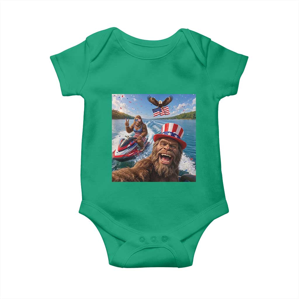 Patriotic Bigfoot Squad Chill Summer Vacation Graphic Baby Onesie