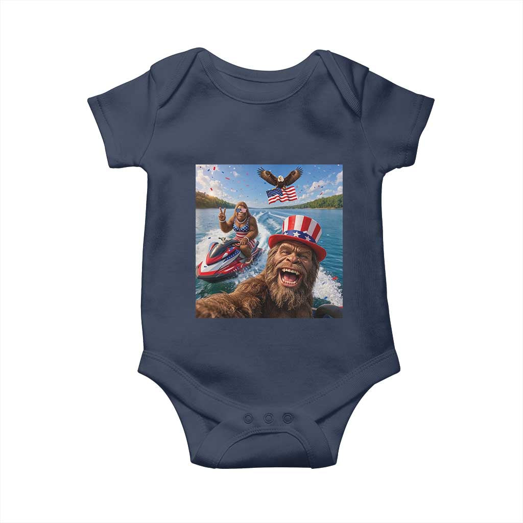 Patriotic Bigfoot Squad Chill Summer Vacation Graphic Baby Onesie