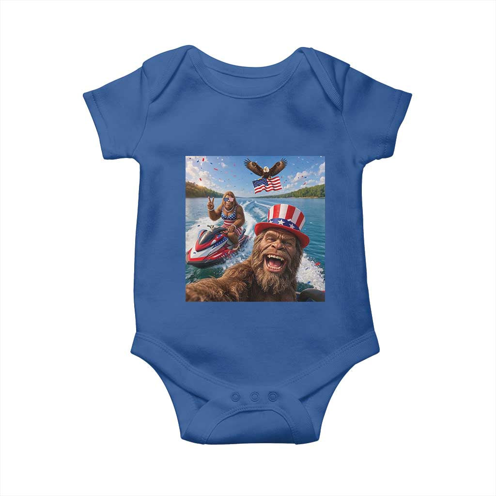 Patriotic Bigfoot Squad Chill Summer Vacation Graphic Baby Onesie