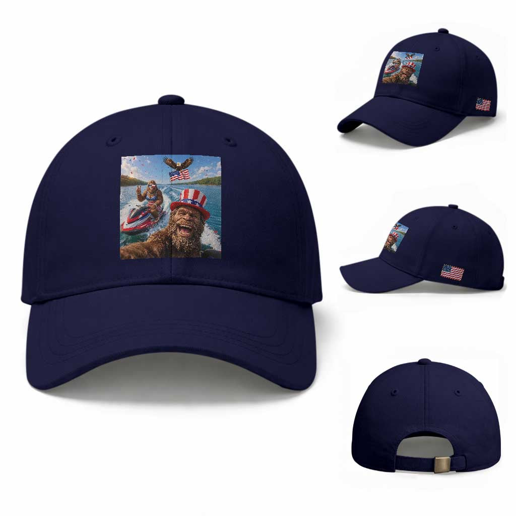 Patriotic Bigfoot Squad Chill Summer Vacation Graphic Baseball Cap