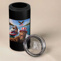 Patriotic Bigfoot Squad Chill Summer Vacation Graphic 4 in 1 Can Cooler Tumbler