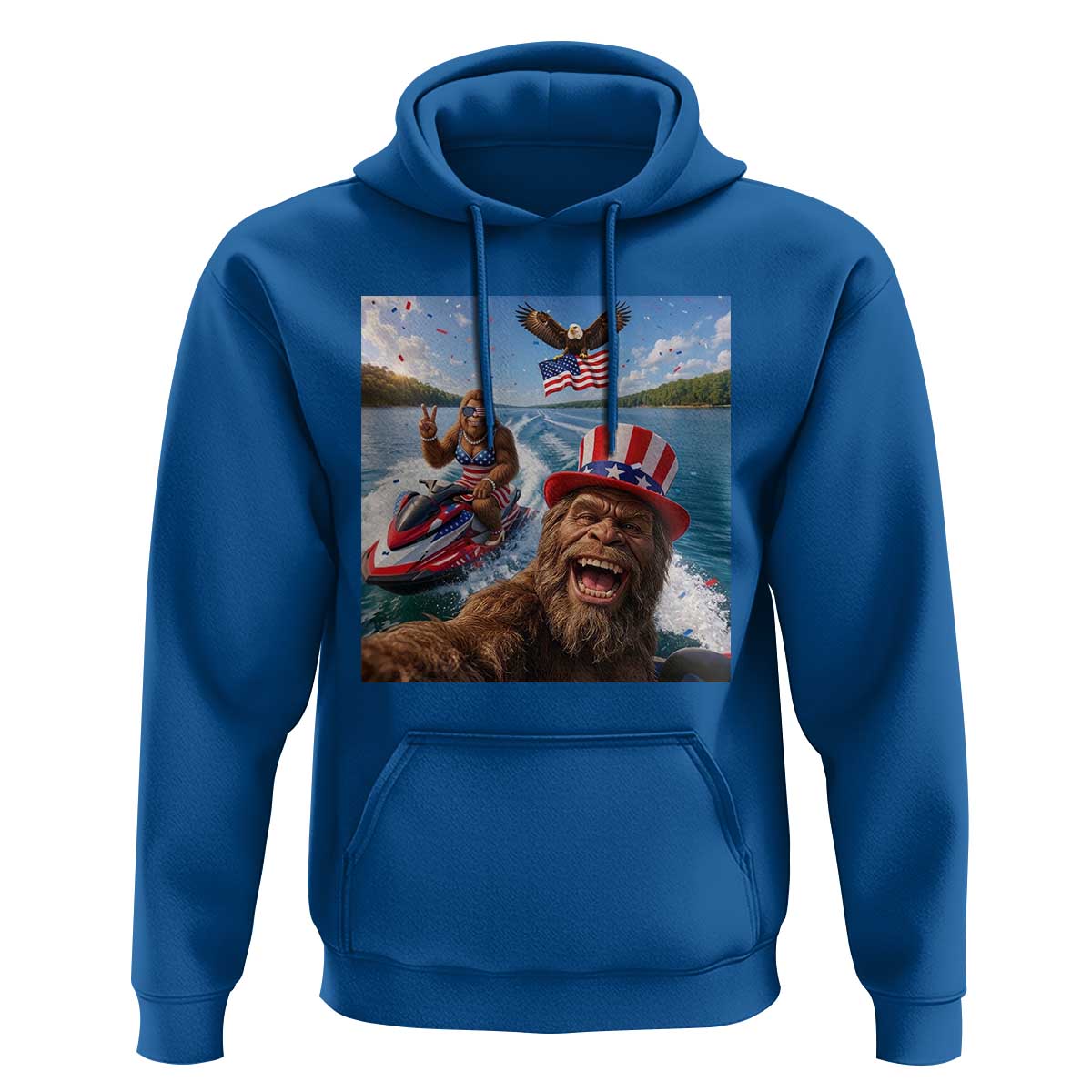 Patriotic Bigfoot Squad Chill Summer Vacation Graphic Hoodie