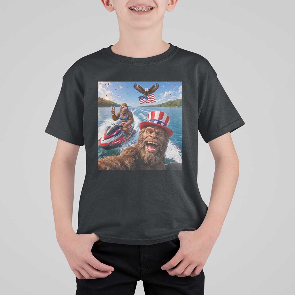Patriotic Bigfoot Squad Chill Summer Vacation Graphic T Shirt For Kid