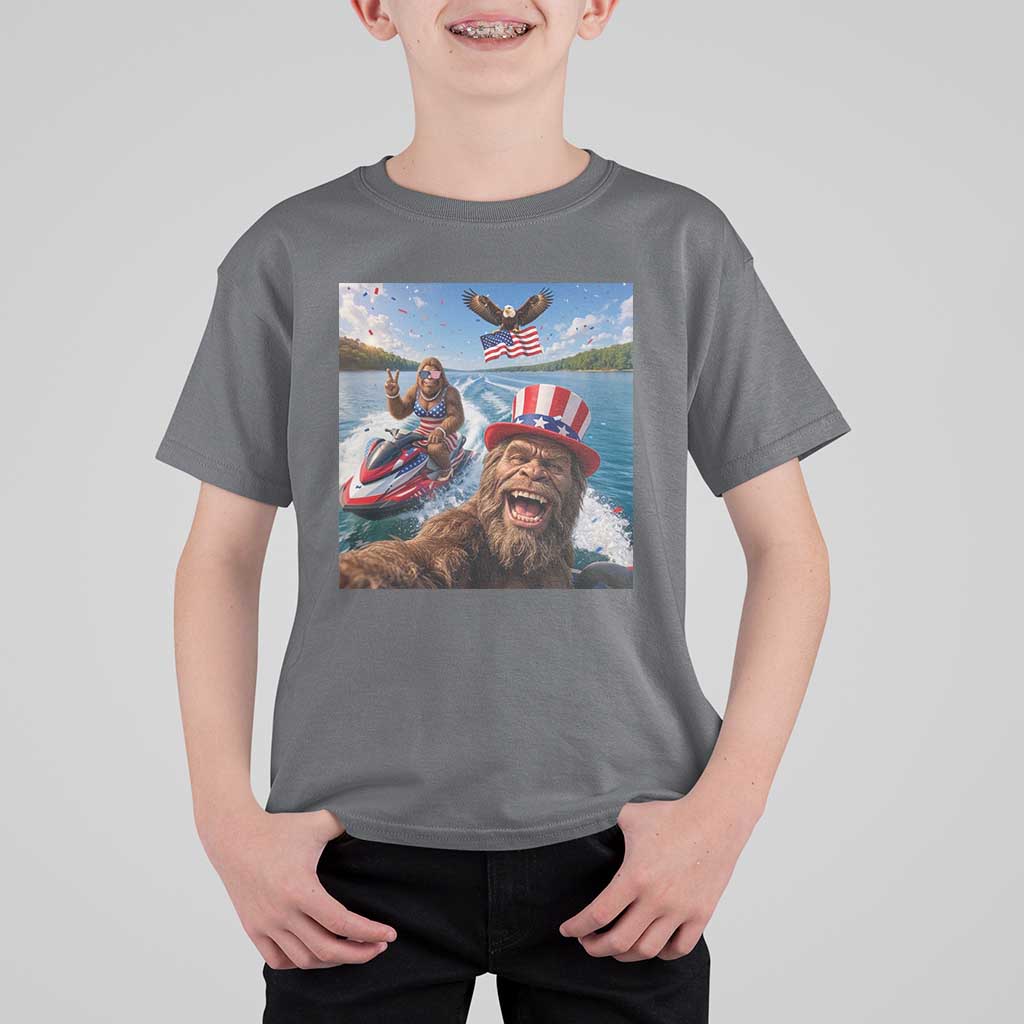 Patriotic Bigfoot Squad Chill Summer Vacation Graphic T Shirt For Kid