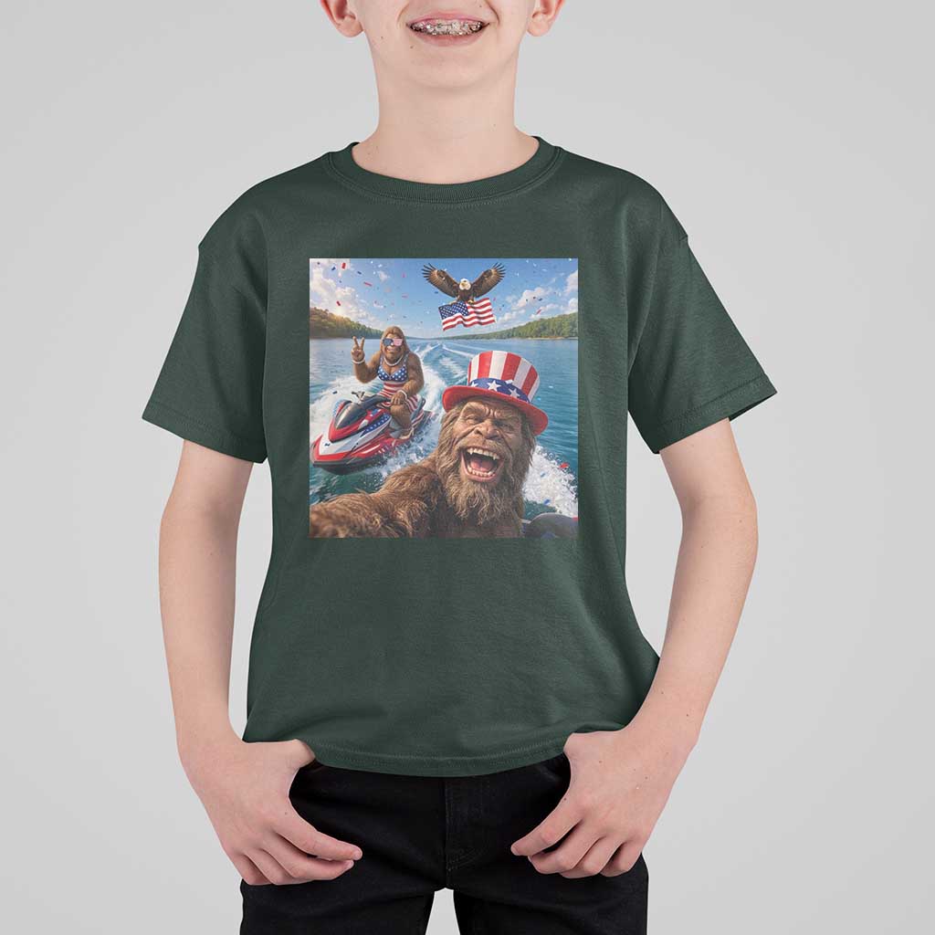 Patriotic Bigfoot Squad Chill Summer Vacation Graphic T Shirt For Kid
