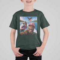 Patriotic Bigfoot Squad Chill Summer Vacation Graphic T Shirt For Kid