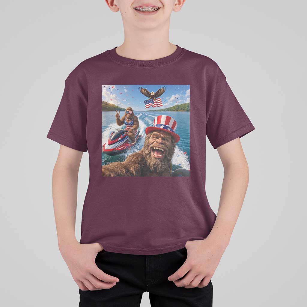 Patriotic Bigfoot Squad Chill Summer Vacation Graphic T Shirt For Kid