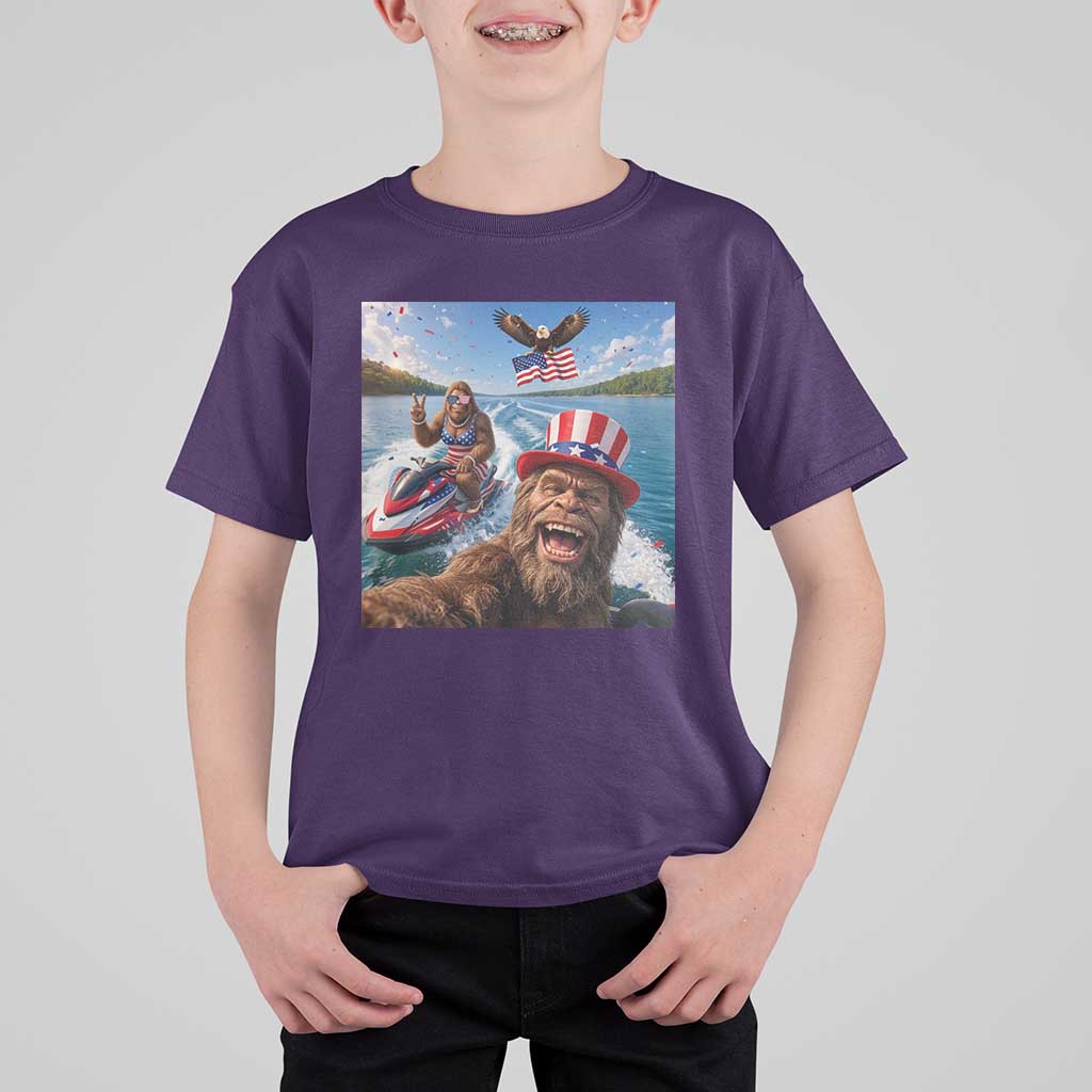 Patriotic Bigfoot Squad Chill Summer Vacation Graphic T Shirt For Kid