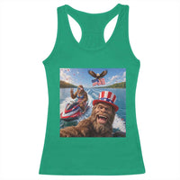 Patriotic Bigfoot Squad Chill Summer Vacation Graphic Racerback Tank Top