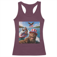 Patriotic Bigfoot Squad Chill Summer Vacation Graphic Racerback Tank Top